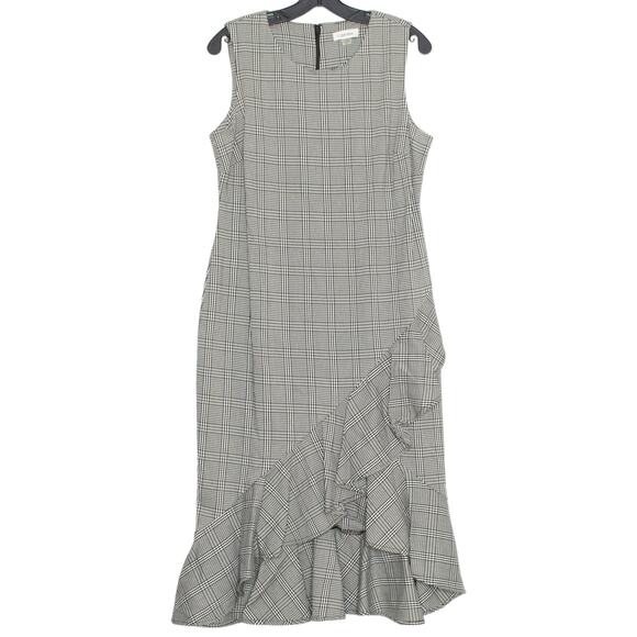 Calvin Klein Dress Academia Cottage Old Money Preppy Asymmetrical Midi Black 12 - Picture 1 of 3